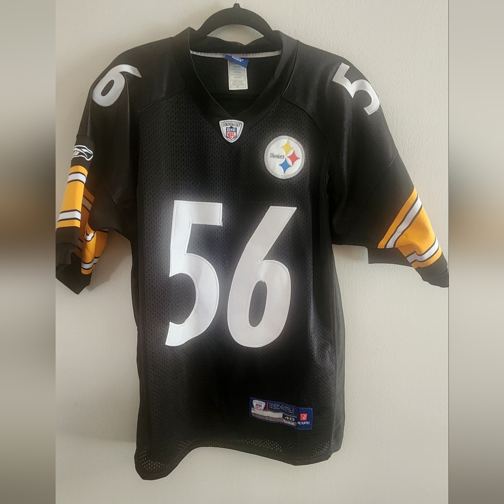 Rare NFL Pittsburgh Steelers 56 Woodley Jersey, Size 48